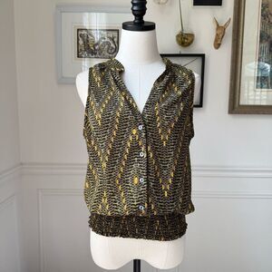 Evereve Allison Joy Blouson Sleeveless Top Smocked Waist M